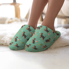 Load image into Gallery viewer, Chihuahua Slippers for Women - Flower Garden Black and Tan Chihuahua - Flannel-Accessories,Chihuahua,Dog Mom Gifts,Slippers-4