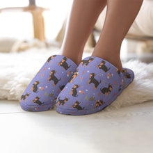 Load image into Gallery viewer, Chihuahua Slippers for Women - Flower Garden Black and Tan Chihuahua - Flannel-Accessories,Chihuahua,Dog Mom Gifts,Slippers-5