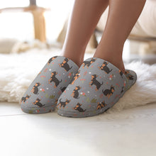 Load image into Gallery viewer, Chihuahua Slippers for Women - Flower Garden Black and Tan Chihuahua - Flannel-Accessories,Chihuahua,Dog Mom Gifts,Slippers-6