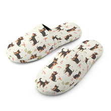 Load image into Gallery viewer, Chihuahua Slippers for Women - Flower Garden Black and Tan Chihuahua - Flannel-Accessories,Chihuahua,Dog Mom Gifts,Slippers-7
