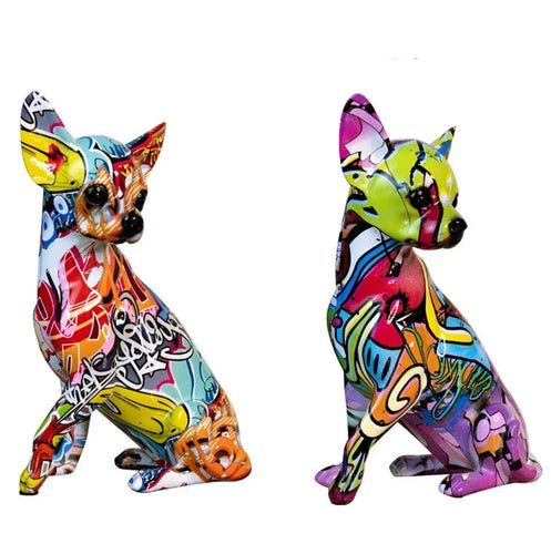 Hydro Drip Urban Graffiti Art Chihuahua Statues - 4 Colors