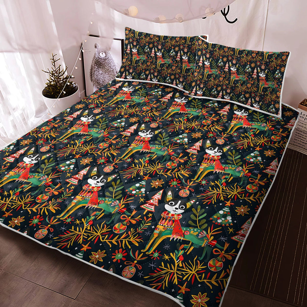 Chihuahuas Christmas Extravaganza Quilt Blanket Bedding Set-Bedding-Bedding, Blankets, Chihuahua, Christmas, Home Decor-Twin-Only Quilt-2