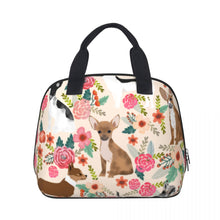 Load image into Gallery viewer, Image of Chihuahua lunch bag in the cutest Chihuahuas in bloom design