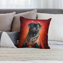 Load image into Gallery viewer, Chinese Emperor Black Pug Plush Pillow Case-Cushion Cover-Dog Dad Gifts, Dog Mom Gifts, Home Decor, Pillows, Pug - Black-2
