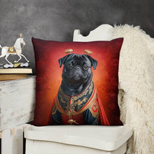 Load image into Gallery viewer, Chinese Emperor Black Pug Plush Pillow Case-Cushion Cover-Dog Dad Gifts, Dog Mom Gifts, Home Decor, Pillows, Pug - Black-5