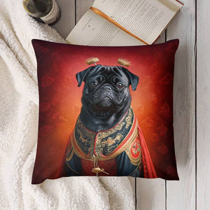 Chinese Emperor Black Pug Plush Pillow Case-Cushion Cover-Dog Dad Gifts, Dog Mom Gifts, Home Decor, Pillows, Pug - Black-7