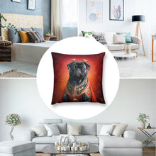Load image into Gallery viewer, Chinese Emperor Black Pug Plush Pillow Case-Cushion Cover-Dog Dad Gifts, Dog Mom Gifts, Home Decor, Pillows, Pug - Black-8