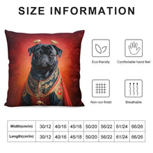 Load image into Gallery viewer, Chinese Emperor Black Pug Plush Pillow Case-Cushion Cover-Dog Dad Gifts, Dog Mom Gifts, Home Decor, Pillows, Pug - Black-12 &quot;×12 &quot;-White-1