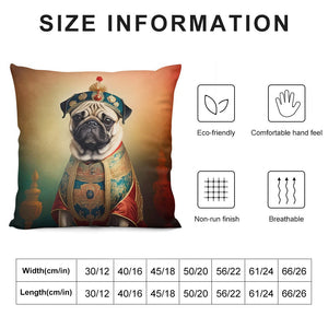 Chinese Emperor Fawn Pug Plush Pillow Case-Cushion Cover-Dog Dad Gifts, Dog Mom Gifts, Home Decor, Pillows, Pug-12 "×12 "-White-1