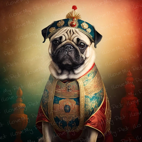 Chinese Emperor Fawn Pug Wall Art Poster