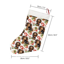 Load image into Gallery viewer, Chocolate and Tan Dachshund Holiday Merriment Christmas Stocking-Christmas Ornament-Christmas, Dachshund, Home Decor-26X42CM-White-4