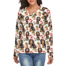 Load image into Gallery viewer, Chocolate and Tan Dachshund Holiday Women's V-Neck Christmas Sweater-Apparel-Apparel,Christmas,Dachshund,Dog Mom Gifts,Sweater,Sweatshirt-S-2