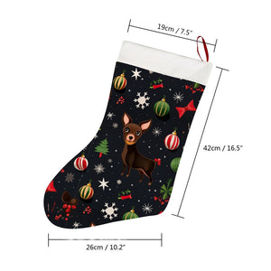 Chocolate Chihuahuas Christmas Charm Christmas Stocking-Christmas Ornament-Chihuahua, Christmas, Home Decor-26X42CM-White1-4