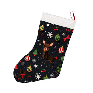 Chocolate Chihuahuas Christmas Charm Christmas Stocking-Christmas Ornament-Chihuahua, Christmas, Home Decor-26X42CM-White1-1