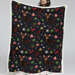 Chocolate Chihuahuas Christmas Charm Soft Warm Fleece Blanket-Blanket-Blankets, Chihuahua, Christmas, Dog Dad Gifts, Dog Mom Gifts, Home Decor-11