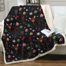 Load image into Gallery viewer, Chocolate Chihuahuas Christmas Charm Soft Warm Fleece Blanket-Blanket-Blankets, Chihuahua, Christmas, Dog Dad Gifts, Dog Mom Gifts, Home Decor-12