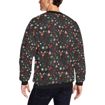 Chocolate Chihuahuas Christmas Charm Sweatshirt for Men-Apparel-Apparel, Chihuahua, Christmas, Dog Dad Gifts, Sweatshirt-2