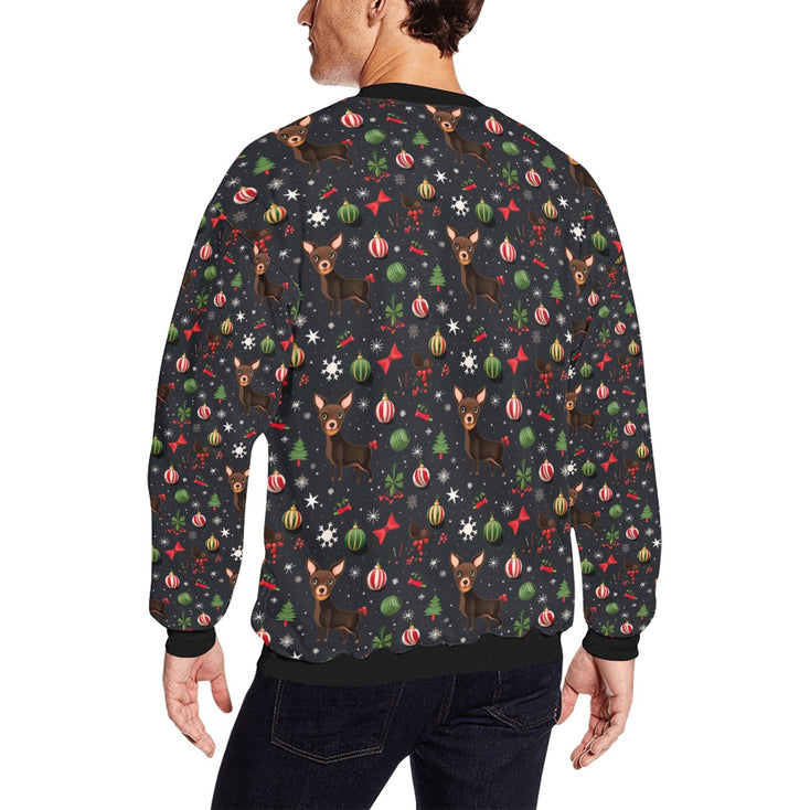 Chocolate Chihuahuas Christmas Charm Sweatshirt for Men-Apparel-Apparel, Chihuahua, Christmas, Dog Dad Gifts, Sweatshirt-2