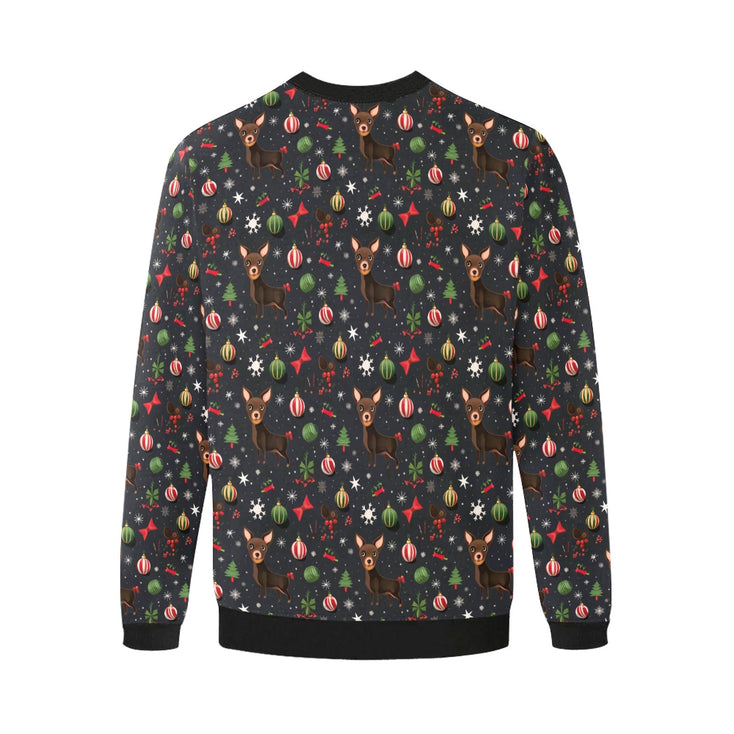 Chocolate Chihuahuas Christmas Charm Sweatshirt for Men-Apparel-Apparel, Chihuahua, Christmas, Dog Dad Gifts, Sweatshirt-4