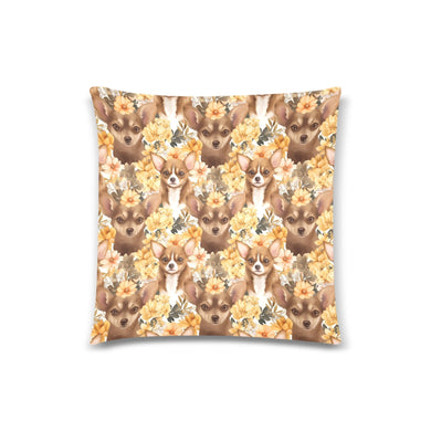 Chocolate Chihuahuas Marigold Majesty Throw Pillow Cover-Cushion Cover-Chihuahua, Home Decor, Pillows-One Size-1
