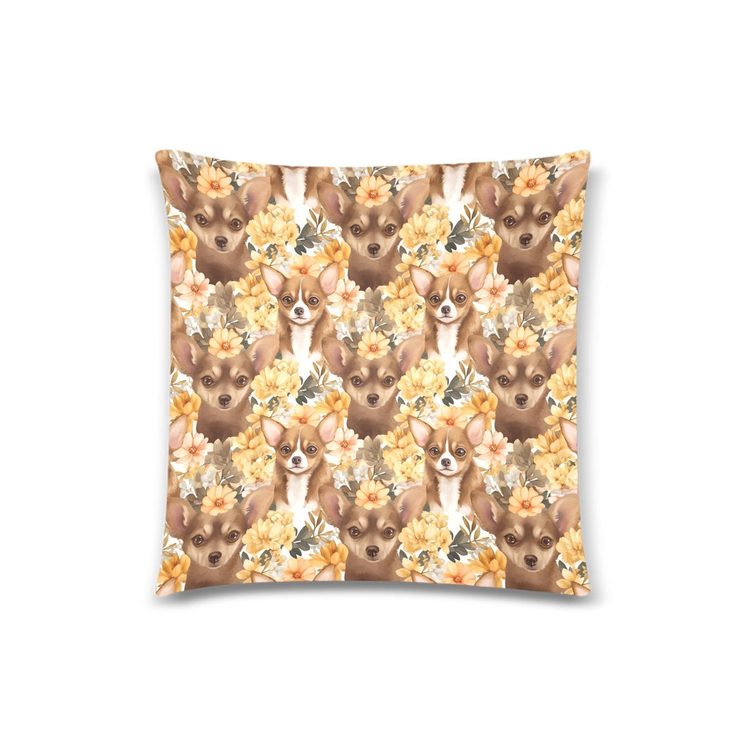 Chocolate Chihuahuas Marigold Majesty Throw Pillow Cover-Cushion Cover-Chihuahua, Home Decor, Pillows-One Size-1