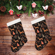 Load image into Gallery viewer, Chocolate / Chocolate-Tan Dachshund Winter Wonderland Christmas Stocking-Christmas Ornament-Christmas, Dachshund, Home Decor-26X42CM-White-3