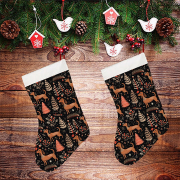 Chocolate Chocolate Tan Dachshund Winter Wonderland Christmas Stocking 3 360x