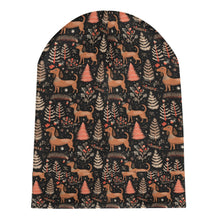 Load image into Gallery viewer, Chocolate / Chocolate-Tan Dachshund Winter Wonderland Warm Christmas Beanie-Accessories-Accessories, Christmas, Dachshund, Dog Mom Gifts, Hats-ONE SIZE-7