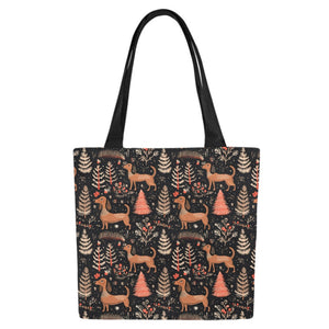 Chocolate Dachshund Winter Wonderland Large Canvas Tote Bags - Set of 2-Accessories-Accessories, Bags, Dachshund-Set of 2-2