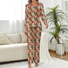 Load image into Gallery viewer, Chocolate Dachshunds in Full Bloom Pajama Set for Women-3