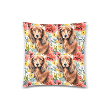 Load image into Gallery viewer, Chocolate Dachshunds in Full Bloom Throw Pillow Covers - 2 Designs-Cushion Cover-Dachshund, Home Decor, Pillows-Four Dachshunds-3