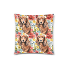 Load image into Gallery viewer, Chocolate Dachshunds in Full Bloom Throw Pillow Covers - 2 Designs-Cushion Cover-Dachshund, Home Decor, Pillows-4