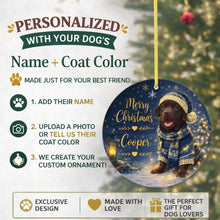 Load image into Gallery viewer, Chocolate Labrador Christmas Ornament - Cozy Winter Pet Portrait Design - Personalize with Photo and Name-Christmas Ornament-Christmas,Christmas Ornament,Personalize Artwork-2