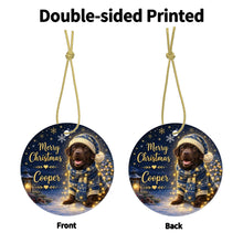 Load image into Gallery viewer, Chocolate Labrador Christmas Ornament - Cozy Winter Pet Portrait Design - Personalize with Photo and Name-Christmas Ornament-Christmas,Christmas Ornament,Personalize Artwork-4