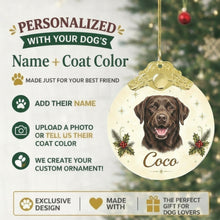 Load image into Gallery viewer, Chocolate Labrador Christmas Ornament - Gold Crown Dog Portrait - Personalized with Photo and Name-Christmas Ornament-Christmas,Christmas Ornament,Personalize Artwork-2