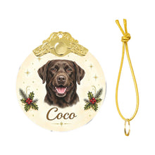 Load image into Gallery viewer, Chocolate Labrador Christmas Ornament - Gold Crown Dog Portrait - Personalized with Photo and Name-Christmas Ornament-Christmas,Christmas Ornament,Personalize Artwork-4