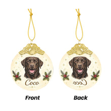 Load image into Gallery viewer, Chocolate Labrador Christmas Ornament - Gold Crown Dog Portrait - Personalized with Photo and Name-Christmas Ornament-Christmas,Christmas Ornament,Personalize Artwork-5