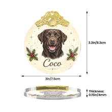 Load image into Gallery viewer, Chocolate Labrador Christmas Ornament - Gold Crown Dog Portrait - Personalized with Photo and Name-Christmas Ornament-Christmas,Christmas Ornament,Personalize Artwork-6