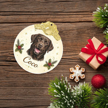 Load image into Gallery viewer, Chocolate Labrador Christmas Ornament - Gold Crown Dog Portrait - Personalized with Photo and Name-Christmas Ornament-Christmas,Christmas Ornament,Personalize Artwork-7