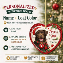 Load image into Gallery viewer, Chocolate Labrador Christmas Ornament - Love &amp; Joy Heart Shaped Portrait - Personalized with Name-Christmas Ornament-Chocolate Labrador,Christmas,Personalize Artwork-2
