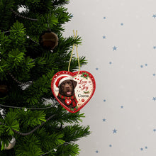 Load image into Gallery viewer, Chocolate Labrador Christmas Ornament - Love &amp; Joy Heart Shaped Portrait - Personalized with Name-Christmas Ornament-Chocolate Labrador,Christmas,Personalize Artwork-3