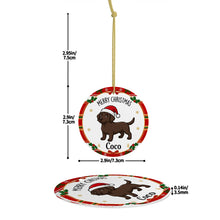 Load image into Gallery viewer, Chocolate Labrador Christmas Ornament - Personalized Whimsical Holiday Cartoon Art Design - with Name-Christmas Ornament-Chocolate Labrador,Christmas,Personalize Artwork-4