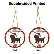 Load image into Gallery viewer, Chocolate Labrador Christmas Ornament - Personalized Whimsical Holiday Cartoon Art Design - with Name-Christmas Ornament-Chocolate Labrador,Christmas,Personalize Artwork-5