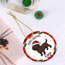 Load image into Gallery viewer, Chocolate Labrador Christmas Ornament - Personalized Whimsical Holiday Cartoon Art Design - with Name-Christmas Ornament-Chocolate Labrador,Christmas,Personalize Artwork-6