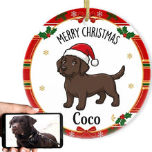 Load image into Gallery viewer, Chocolate Labrador Christmas Ornament - Personalized Whimsical Holiday Cartoon Art Design - with Name-Christmas Ornament-Chocolate Labrador,Christmas,Personalize Artwork-1