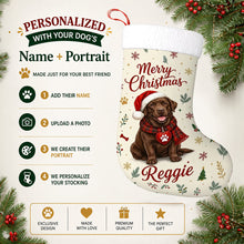 Load image into Gallery viewer, Chocolate Labrador Christmas Stocking - Cozy Festive Wishes - Personalize with Photo and Name-Christmas Ornament-Christmas,Christmas Stocking,Personalize Artwork-2