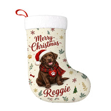 Load image into Gallery viewer, Chocolate Labrador Christmas Stocking - Cozy Festive Wishes - Personalize with Photo and Name-Christmas Ornament-Christmas,Christmas Stocking,Personalize Artwork-3