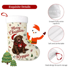Load image into Gallery viewer, Chocolate Labrador Christmas Stocking - Cozy Festive Wishes - Personalize with Photo and Name-Christmas Ornament-Christmas,Christmas Stocking,Personalize Artwork-5