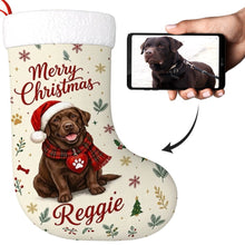 Load image into Gallery viewer, Chocolate Labrador Christmas Stocking - Cozy Festive Wishes - Personalize with Photo and Name-Christmas Ornament-Christmas,Christmas Stocking,Personalize Artwork-1