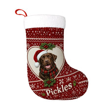 Load image into Gallery viewer, Chocolate Labrador Christmas Stocking – Heart Knit Portrait – Personalize with Photo and Name-Christmas Ornament-Chocolate Labrador,Christmas,Christmas Stocking,Personalize Artwork-3